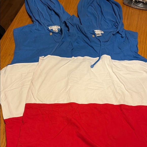 Blitzz Sportswear Tops - EUC Sz L Blue, White, and Red tank Hoodie by Blitzz, set of 2